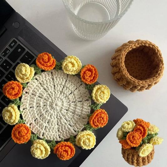 Handmade Crochet Flower Coaster